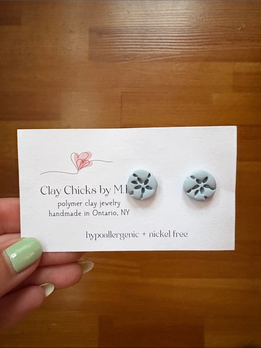 Light Blue Sand Dollar Stud Earrings